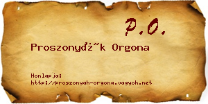 Proszonyák Orgona névjegykártya